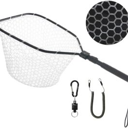GOODCAT Fly Fishing Net, Bass Trout Landing Net, Folding Fishing Nets Fresh Water, Safe Fish Catching or Releasing, Fly Fishing net Magnetic Release